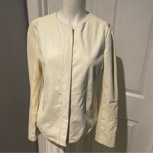 Vince Cream Very Soft  hidden zipper Leather Jacket S/L